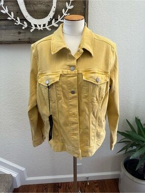 Stitch Fix Liverpool Temma Yellow stretch denim jean jacket size 2X NWT